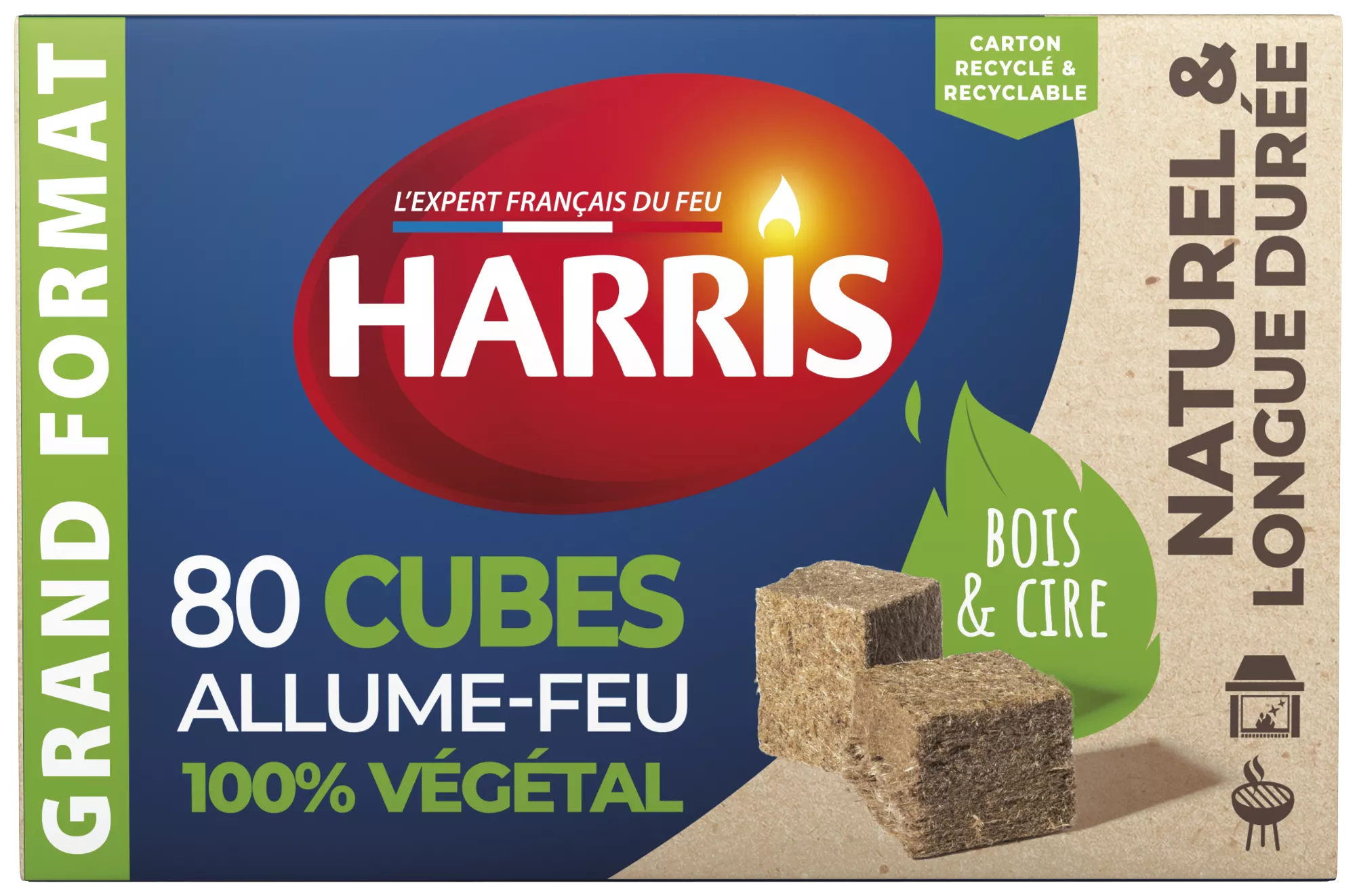 HARRIS Allume-feu en rouleaux de laine de bois et cire 50 pièces