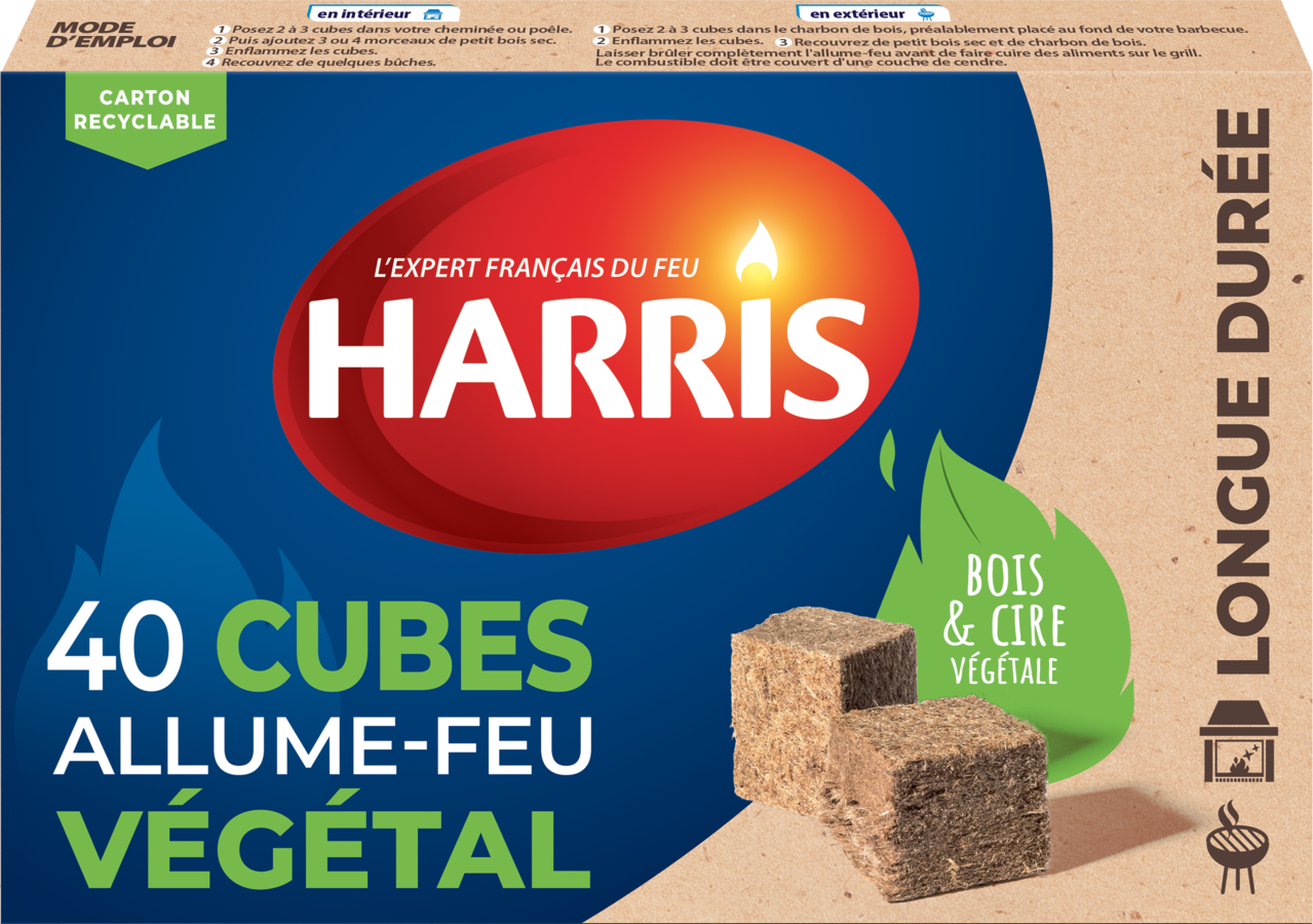 40 cubes allume-feu – 100% végétal, bois FSC®