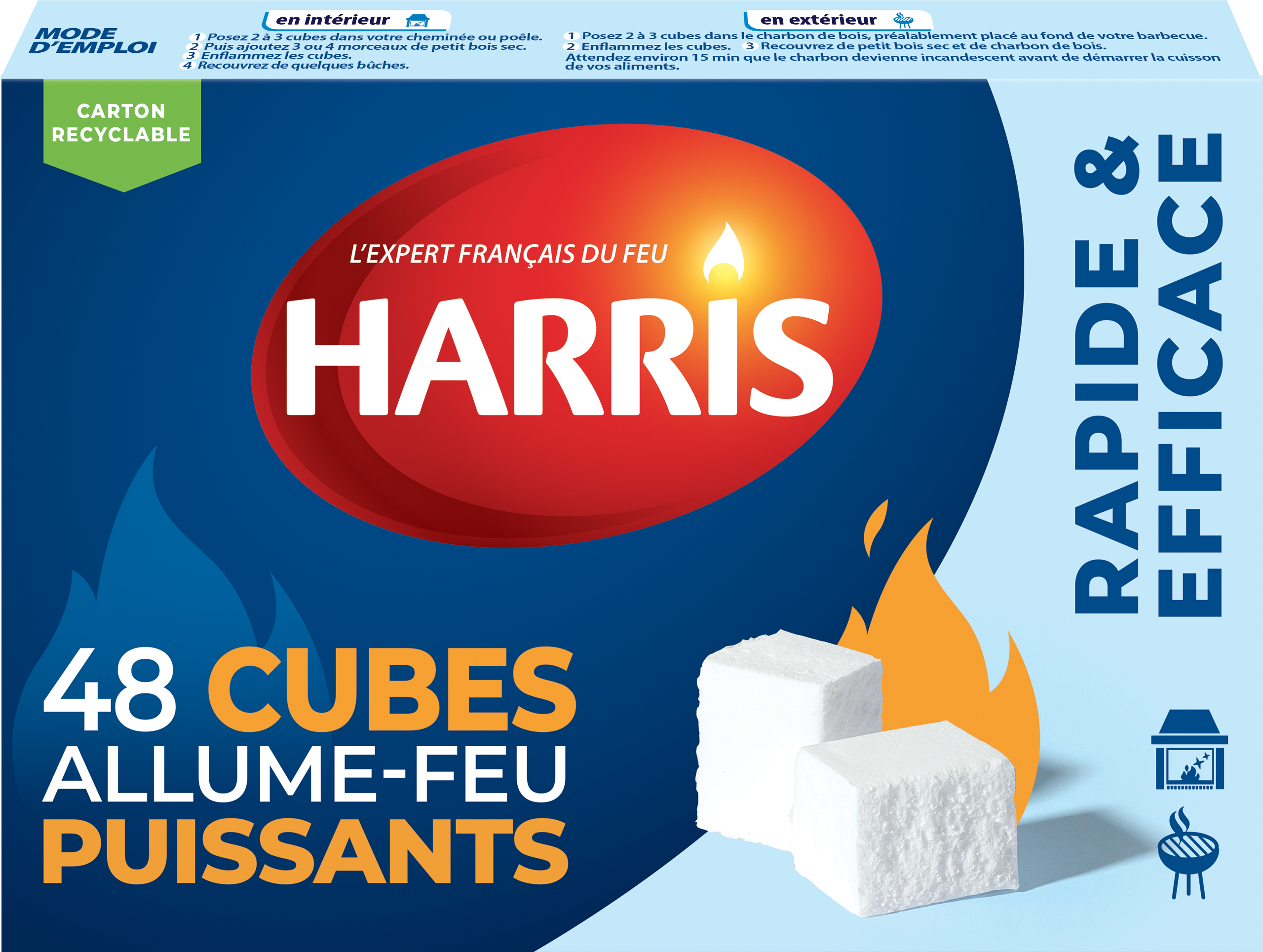 48 cubes allume-feu puissants