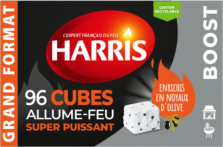 96 cubes allume-feu super puissants – BOOST aux noyaux d’olive